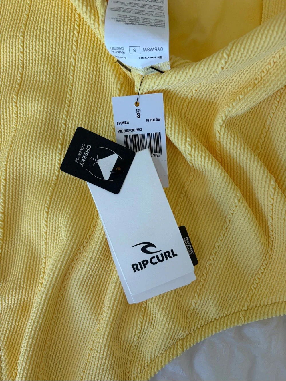 Yellow Ribbed One-Piece Swimsuit - Picture 3 of 4